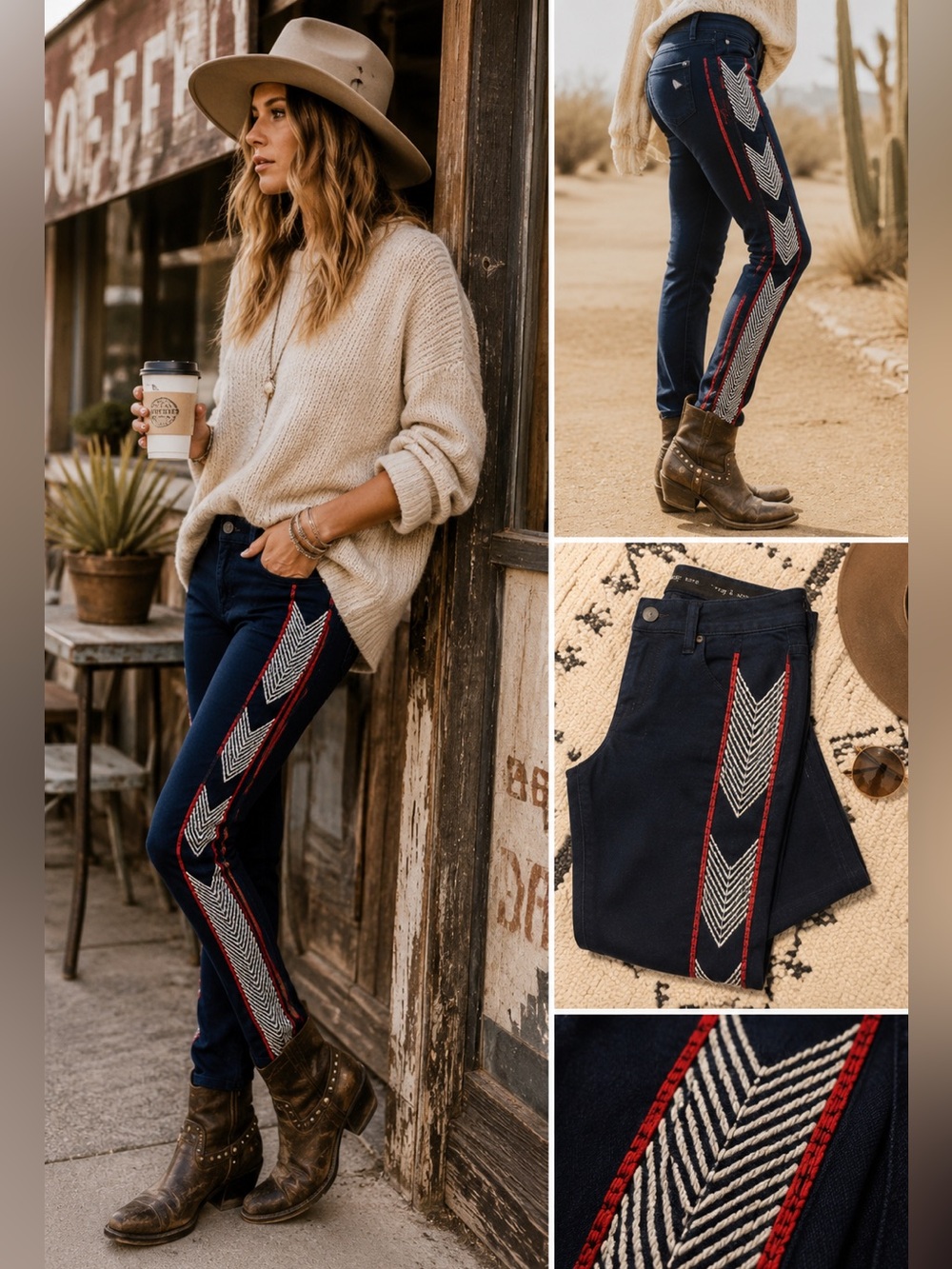 Rag & Bone Raja Midnight Embroidered Skinny Jeans Boho Western Indie Sz 27